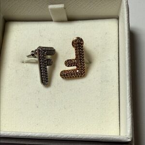 CRYSTAL-EMBELLISHED “F”PENDANT EARRINGS